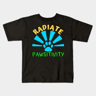 Radiate Pawsitivity - Aesthetic radiating paw Kids T-Shirt
